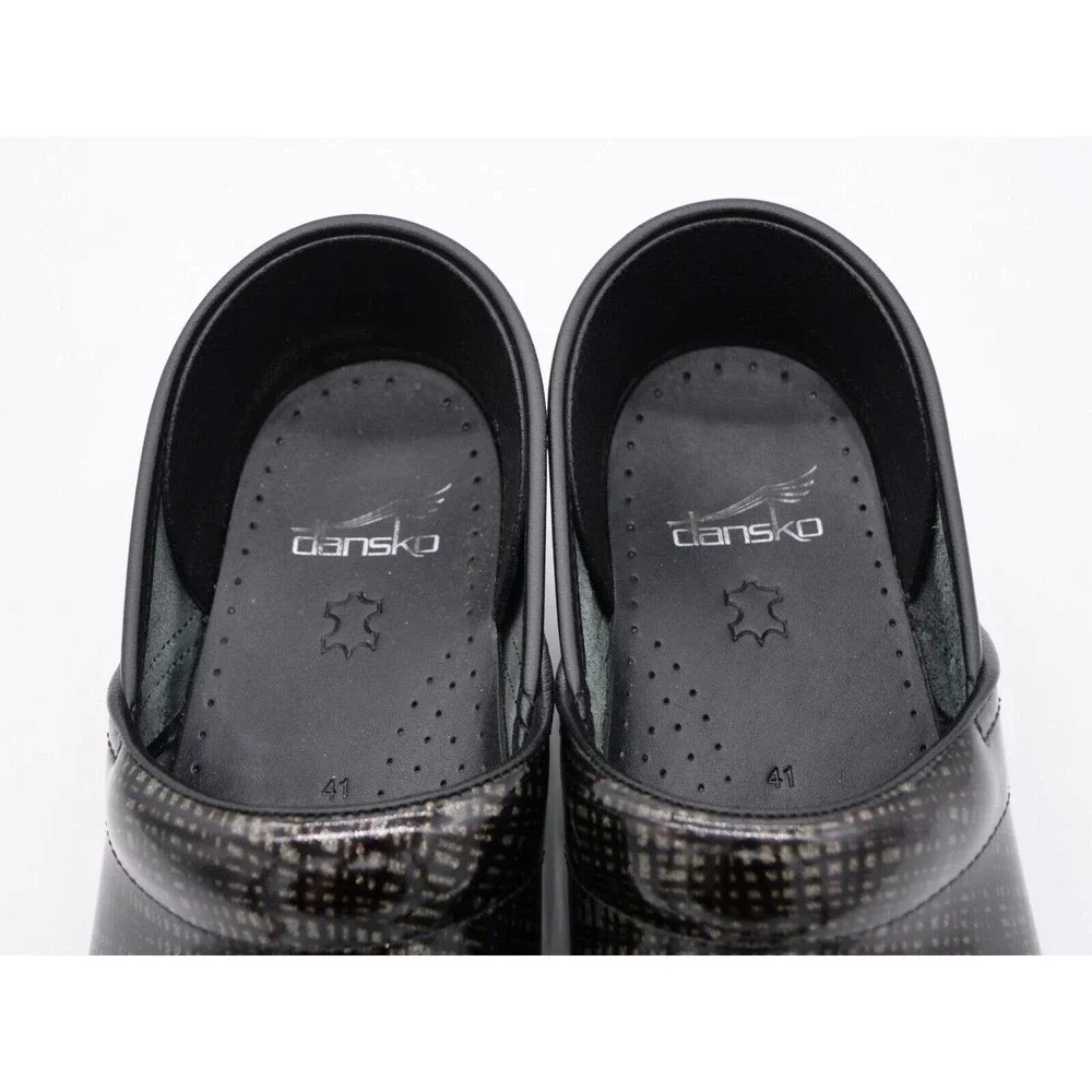 Dansko Original Professional Womens 11 Clogs Black Metallic Patent Leather Shoe - Picture 8 of 11